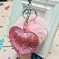 하트 스팽클 퍼 키링(핑크)